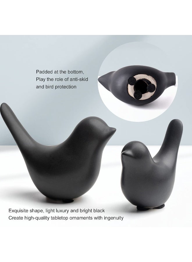 Notakia Small Birds Statues Home Decor Modern Style Decorative Ornaments for Living Room, Bedroom, Office Desktop, Cabinets (Black 2Pcs Birds) - Image 2